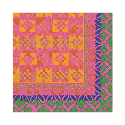  Frida Paper Luncheon Napkins In Fuchsia & Orange - 20 Per Package
