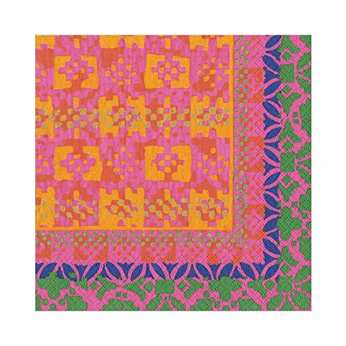  Frida Paper Luncheon Napkins In Fuchsia & Orange - 20 Per Package