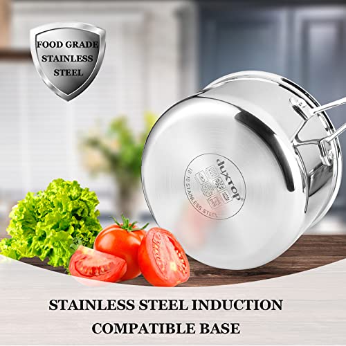  Duxtop Portable Induction Cooktop, Countertop Burner Induction Hot Plate, Silver 9600LS/BT-200DZ & Whole-Clad Tri-Ply Stainless Steel Saucepan With Lid, 1.6 Quart, Kitchen Induction Cookware