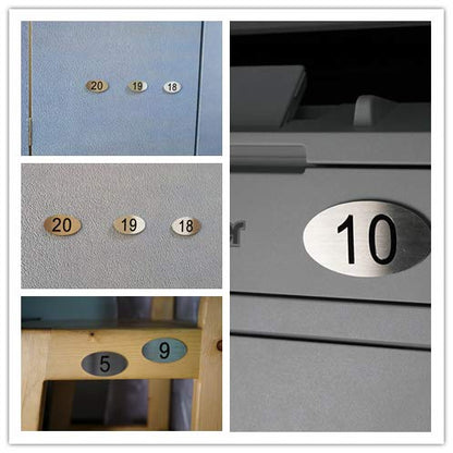  304 Stainless Steel Engraved Oval Table Black Numbers (1-20) Pubs Restaurants Clubs - 1 To 20