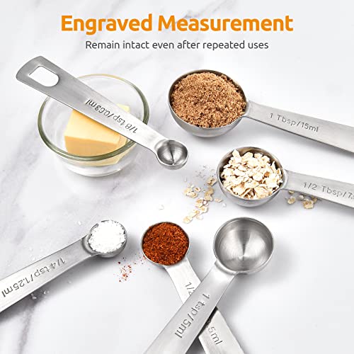  Measuring Spoons: U-Taste 18/8 Stainless Steel Measuring Spoons Set Of 7 Piece: 1/8 Tsp, 1/4 Tsp, 1/2 Tsp, 3/4 Tsp, 1 Tsp, 1/2 Tbsp & 1 Tbsp Dry And Liquid Ingredients