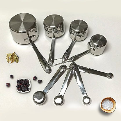  Stainless-Steel 8 Pc. Standard-Size Measuring Cup & Spoon Combo Set