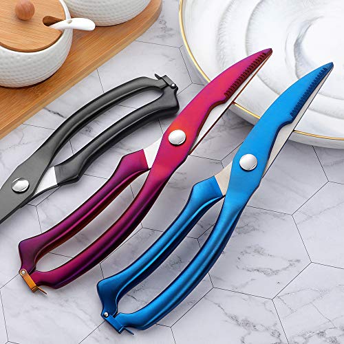  Poultry Shears Stainless Steel Rainbow Scissors Durable Sharp Spring Loaded Kitchen Meat Shear Cutting Food Meat Chicken Bone Vegetables