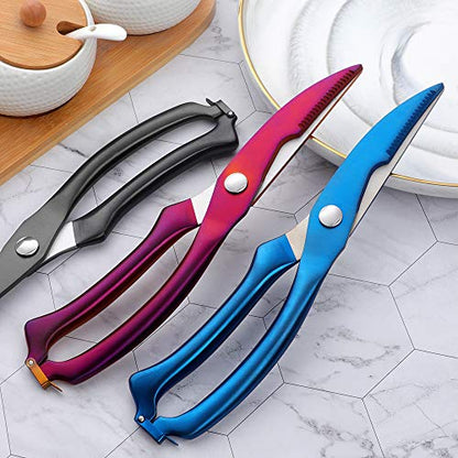  Poultry Shears Stainless Steel Rainbow Scissors Durable Sharp Spring Loaded Kitchen Meat Shear Cutting Food Meat Chicken Bone Vegetables