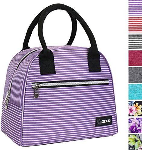  PUX Insulated Lunch Box Women, Lunch Bag Tote Girls Kids Teen Adult, Cute Soft Lunch Cooler Container Work School, Reusable Thermal Food Meal Prep Organizer Lunch Pail Travel Beach, Floral Purple