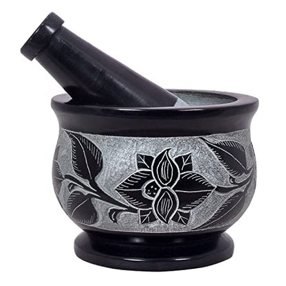  Mortar And Pestle, Made Of Heavy Duty Polished Hard Stone, Natural Stone Grinder For Spices, Pastes, Herbs, Seasoning Etc. (Tree Of Life)