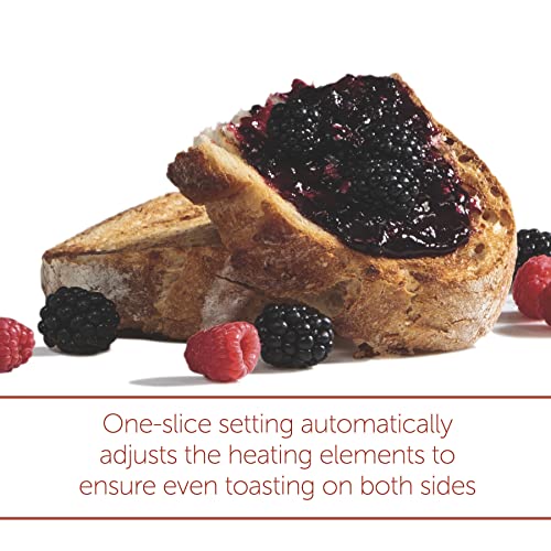  Olf Gourmet 4-Slice Extra-Wide Slot Toaster With Shade Selector, Bagel And Defrost Settings, Red Knob, Stainless Steel (WGTR154S)