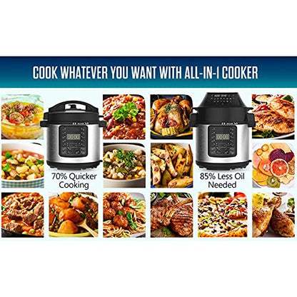  Pressure Cooker, 6L 2-In-1 Pressure Cooker Fryer LCD Display Multi Pressure Cooker Non‑Stick Adjustable Pressure Electric Pressure Cooker With Air Fryer Roast Bake Dehydrate Rice Cooker Steamer Saute