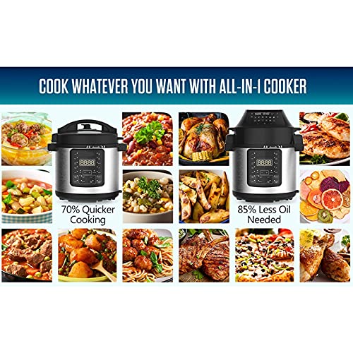  Pressure Cooker, 6L 2-In-1 Pressure Cooker Fryer LCD Display Multi Pressure Cooker Non‑Stick Adjustable Pressure Electric Pressure Cooker With Air Fryer Roast Bake Dehydrate Rice Cooker Steamer Saute