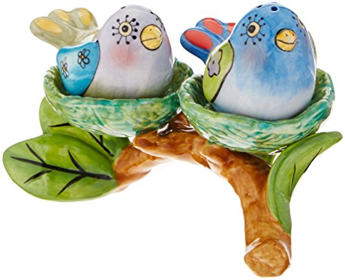  Flights Of Fancy Bird Nest Salt And Pepper Set And Tealight Holder, 5-1/8 By 3-3/8-Inch