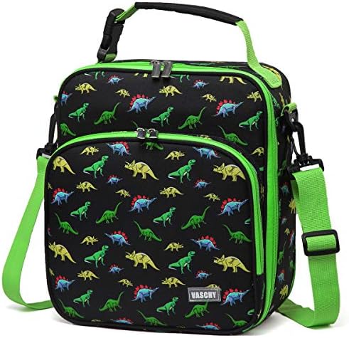  Lunch Boxes Bag For Kids, Insulated Lunchbox Reusable Containers For Boys With Detachable Shoulder Strap For School Blue Dinosaur