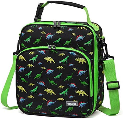  Lunch Boxes Bag For Kids, Insulated Lunchbox Reusable Containers For Boys With Detachable Shoulder Strap For School Blue Dinosaur