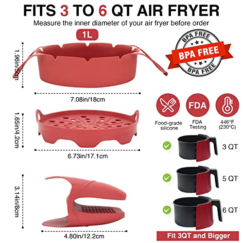  Airfryer Liner For 3-6QT - FDA Tested, Non-Toxic & Eco-Friendly Silicone Solution Against Greasy Air Fryer Liners