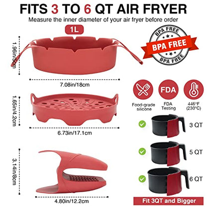  Airfryer Liner For 3-6QT - FDA Tested, Non-Toxic & Eco-Friendly Silicone Solution Against Greasy Air Fryer Liners