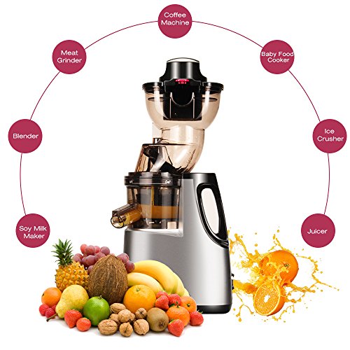  Slow Masticating Juicer, Jese 37RPMs Cold Press Juice Extractor 3.4" Wide Chute Countertop Juicer
