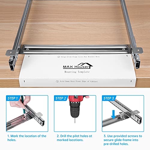  Pull Out Cabinet Drawer Organizer,Heavy Duty Slide Out Pantry Shelves Sliding Drawer Storage For Kitchen,Bathroom,Home,Wire Frame, Chrome Finish