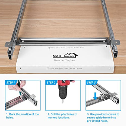  Pull Out Cabinet Drawer Organizer,Heavy Duty Slide Out Pantry Shelves Sliding Drawer Storage For Kitchen,Bathroom,Home,Wire Frame, Chrome Finish