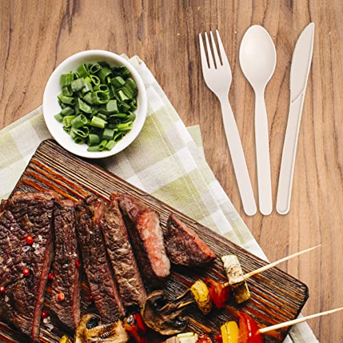  Compostable Knives,200PCS Corn Plant Based Disposable Knives, Plastic Knife Disposable Utensils Heavy Duty For Party Supply Camping BBQ Wedding Outdoor Activities