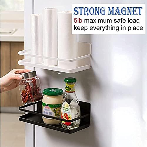 ELESEI Magnetic Spice Rack Refrigerator Side Magnetic Spice Rack Kitchen Magnetic Shelf Magnetic Fridge Shelf Perfect Space Saver For Kitchen/Apartment 2 Pack (White)