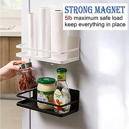  ELESEI Magnetic Spice Rack Refrigerator Side Magnetic Spice Rack Kitchen Magnetic Shelf Magnetic Fridge Shelf Perfect Space Saver For Kitchen/Apartment 2 Pack (White)