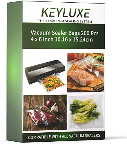  200 Pcs Vacuum Sealer Bags 4 X 6 Inch Vacuum Seal Bags For Food Sealer Bags Heavy Duty Puncture Prevention, Boilsafe To 280°F Freezable, BPA Free, Commercial Grade Fit For Sauce Pack, Snack, Spices, Etc