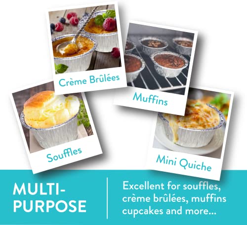  Ramekins [100 Pack - 4 Oz.] - Disposable Aluminum Foil Ramekins, Standard Size, Perfect For Souffle & Creme Brulee