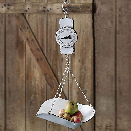  770199 Hanging Decorative Non Functional Produce Kitchen Scale, 9-inch Width, Metal, White
