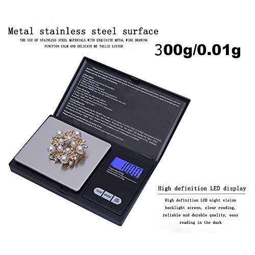  300g/0.01g High Precision Digital Electronic Scale,Portable Mini Digital Scale LCD With Blue Backlight, Measurement Converter For Jewelry,Goods,Precious Metals,Kitchen,Easy To Read (Black)