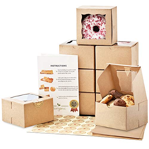  The Strongest 4x4x2.5 Inches Mini Cake Boxes On Amazon [50 Pack] - 2x Thicker And Oil-Resistant | Premium Brown Boxes With Window For Individual Donut, Mini Cookies, Dessert & Macarons - Unbeatable Durability And Protection!