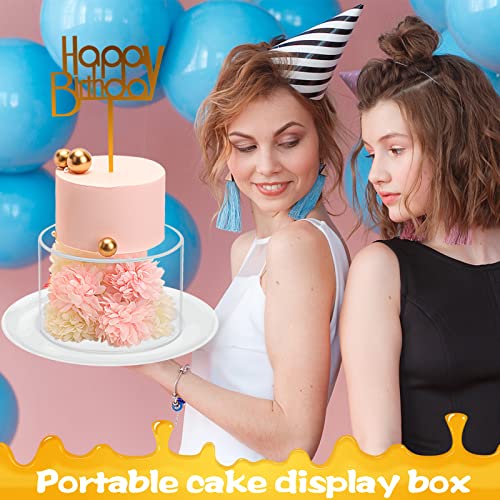  Clear Acrylic Fillable Cake Stand Cake Riser Cake Tier,Round Cake Display Stand,Floating Cake Stand,Cylinder Pedestal Stand,Decorative Centerpiece For Wedding Birthday Party 10x4 Inch,6x4 Inch