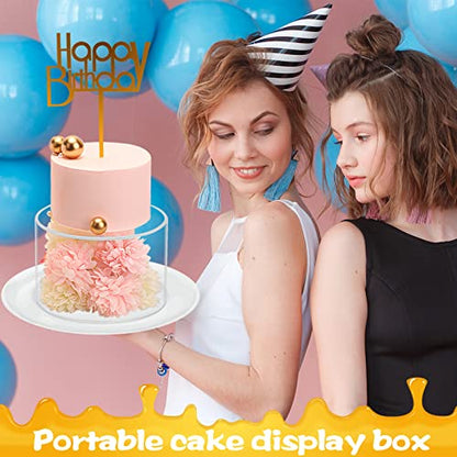  Clear Acrylic Fillable Cake Stand Cake Riser Cake Tier,Round Cake Display Stand,Floating Cake Stand,Cylinder Pedestal Stand,Decorative Centerpiece For Wedding Birthday Party 10x4 Inch,6x4 Inch