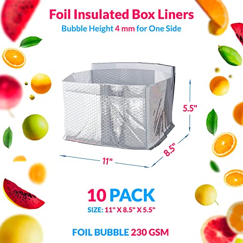  Foil Insulated Box Liners 11 X 8.5 X 5.5 Inch, Pack Of 10 Insulated Shipping Boxes For Frozen Food, Double-Layer Insulated Shipping Containers, Leakproof Cold Shipping Boxes For Frozen Fish, Meat
