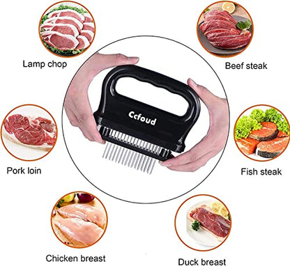  Meat Tenderizer, 48 Stainless Steel Ultra Sharp Needle Blade Tenderizer For Tenderizing Steak, Beef With Cleaning Brush,Durable Baking Kitchen Accessories By Ccfoud
