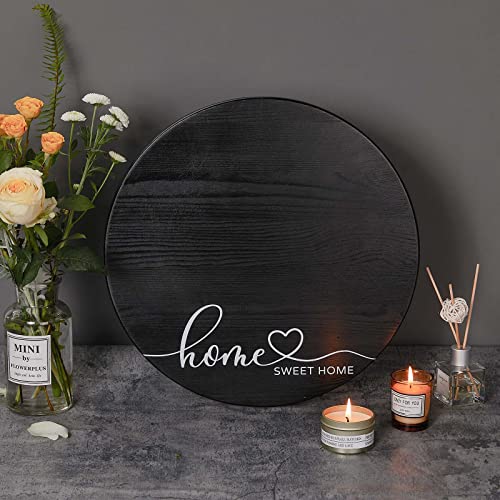  15'' Wooden Lazy Susan Turntable Organizer, Black Large Lazy Susan Turntable For Table Cabinet Or Pantry, Unique Anniversary Birthday Housewarming Gifts