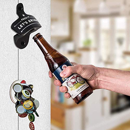 Bottle Opener Wall Mounted, Christmas Funny Wall Mount Bottle Opener For Men Dad Beer Lovers,Novelty Birthday Fathers Day With Mounting Screws Wall Anchors（1 Pack)