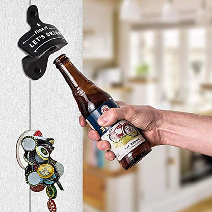  Bottle Opener Wall Mounted, Christmas Funny Wall Mount Bottle Opener For Men Dad Beer Lovers,Novelty Birthday Fathers Day With Mounting Screws Wall Anchors（1 Pack)