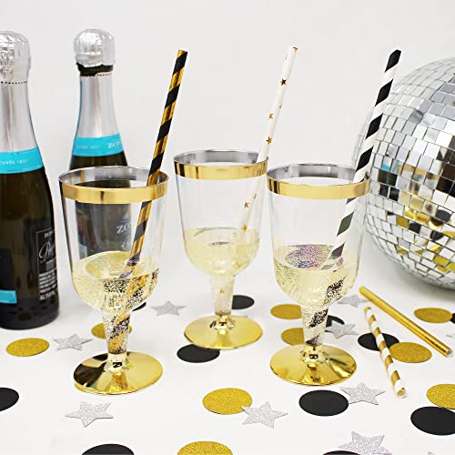  Premium Disposable Drinking Paper Straws (100pcs, Star, Metallic Gold)