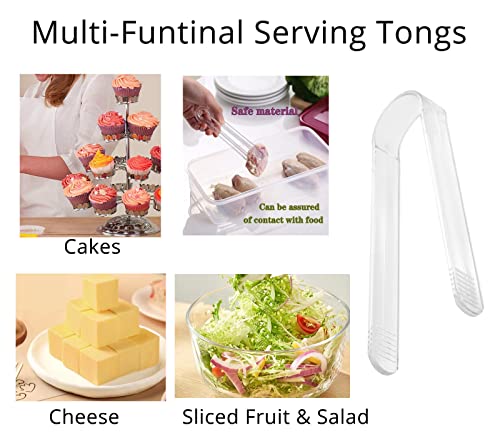  6 Packs Of Plastic Buffet Serving Tongs,6.3 Inch Mini Clear Tongs For Appetizers,Serving Food,Ice Cube,Tea,Coffee Party And Jars.