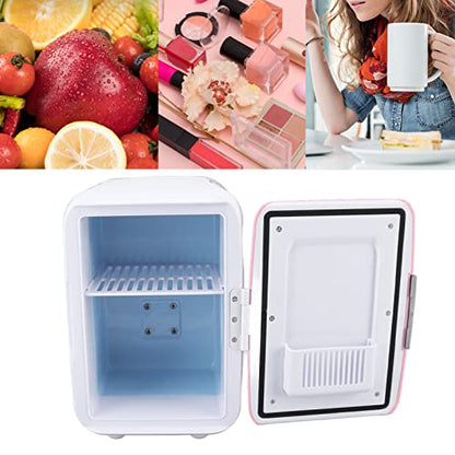 Mini Fridge, 4 Liter ABS Partition Detachable Portable Cooler And Warmer Car Fridge Personal Refrigerator For Skin Care, Cosmetics, Beverage, Food, Great For Bedroom, Office, Car, Dorm(Pink)
