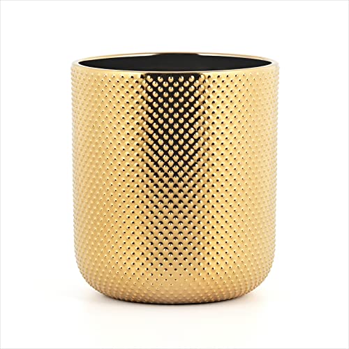 Ceramic Utensil Holder For Kitchen Counter, Cooking Utensil Holder, Gold Utensil Holder For Countertop, 5.1 W X 6.6 H Inches