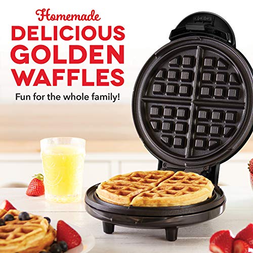 Dash Ash DEWM8100BK Express 8” Waffle Maker Machine, 8 Inch, Black & DMS001BK Mini Round, Electric Griddle Machine For Individual Pancakes, Cookies, Eggs & Other With Indicator Light, Black