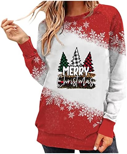  Womens Causal Loose Crewneck Cute Fashion Christmas Print Long Sleeve Sweatshirts Loose Tops Pullover Top Streetwear