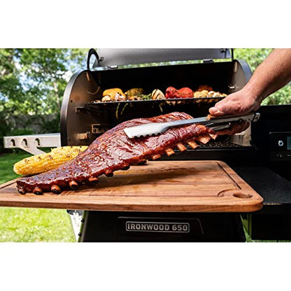 Traeger Pellet Grills BAC530 BBQ Tongs Accessory, Silver With Brown Small