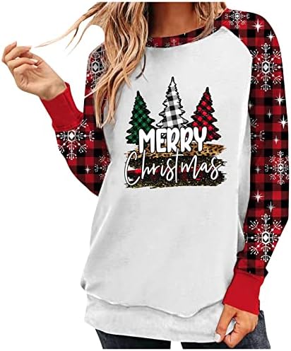  Womens 2022 Fall Fashion Tops Cute Loose Tops Sweatshirts Long Sleeve Christmas Print Fashion Pullover Top Fall Clothes