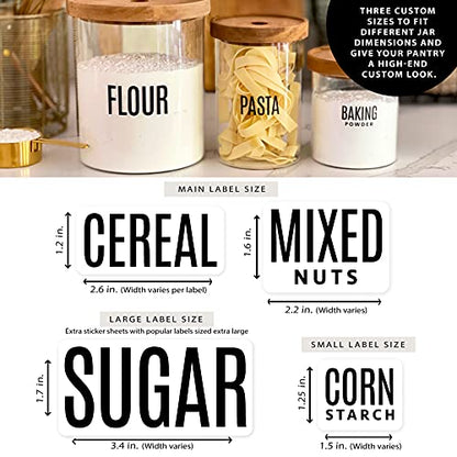  UART + PINT 165 Modern Kitchen Pantry Labels For Containers. Preprinted Clear Minimalist Stickers With Black Text. Waterproof Vinyl Stickers. Organization Labels For Jars Canisters & Storage Bins.