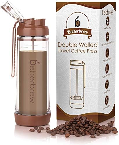  Travel French Press Coffee Maker | Portable Insulated Coffee Press With Plunger For Travel, Commuting And Outdoors | Borosilicate Glass Cup For Proper Coffee To Go! (15 Oz)…