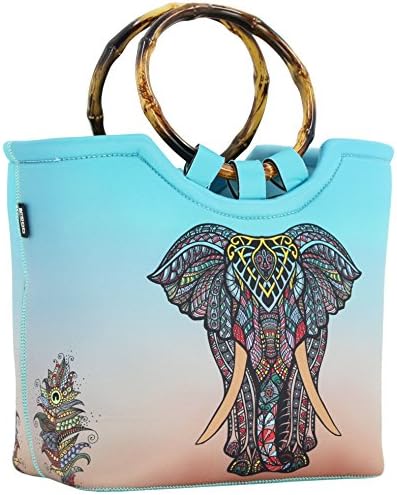  Lunch Bag Tote Bag By QOGiR - Large Reusable Insulated Neoprene Lunch Bag With Inside Pocket (Elephant)
