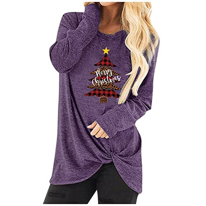  Sweatshirts For Women Loose Fit Cute Fashion Christmas Print Long Sleeve Crew Neck Sweatshirts Pullover Top Streetwear
