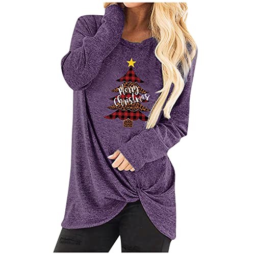  Sweatshirts For Women Loose Fit Cute Fashion Christmas Print Long Sleeve Crew Neck Sweatshirts Pullover Top Streetwear