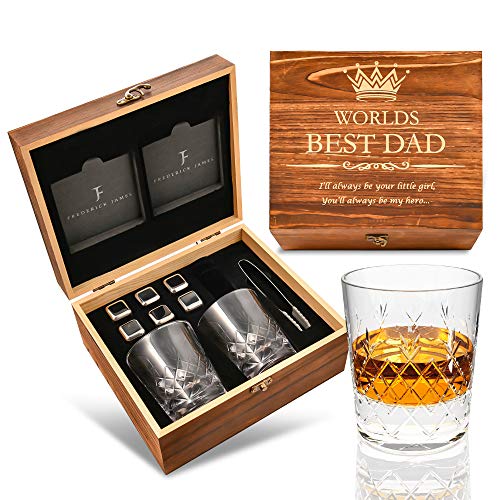  Gifts For Dad From Daughter - Engraved 'Worlds Best Dad. You'll Always Be My Hero' Whiskey Glass Set I Dad Birthday Gift I Dad Gifts From Daughter